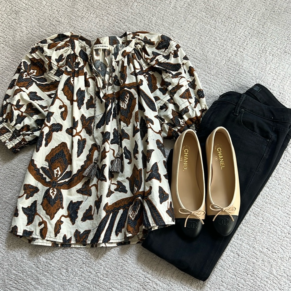 Ulla Johnson Ivory Black Cotton Top